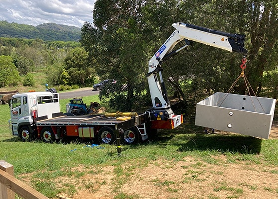 Truck Onsite — Precast Concrete Products in Lismore, NSW
