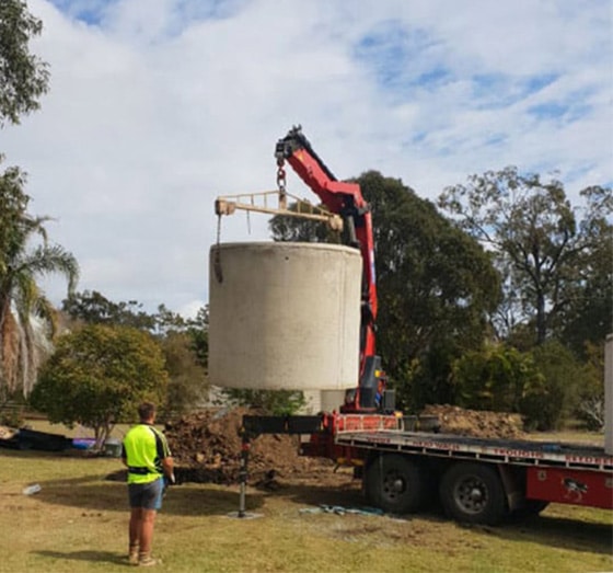 Installation of a Septic Tank — Concrete Products in Kyogle, NSW