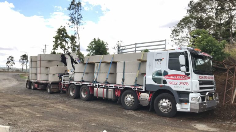 Precast concrete hauled by a truck — Precast Concrete Products Near Me in Yamba, NSW
