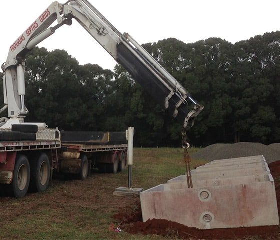 Concrete reed beds being loaded — Reed Beds in Kyogle, NSW